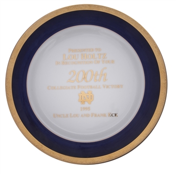 1995 Lou Holtz 200th Collegiate Football Victory Commemorative Plate (Holtz LOA)